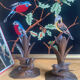 Carved wooden bird candlesticks - Black Forest