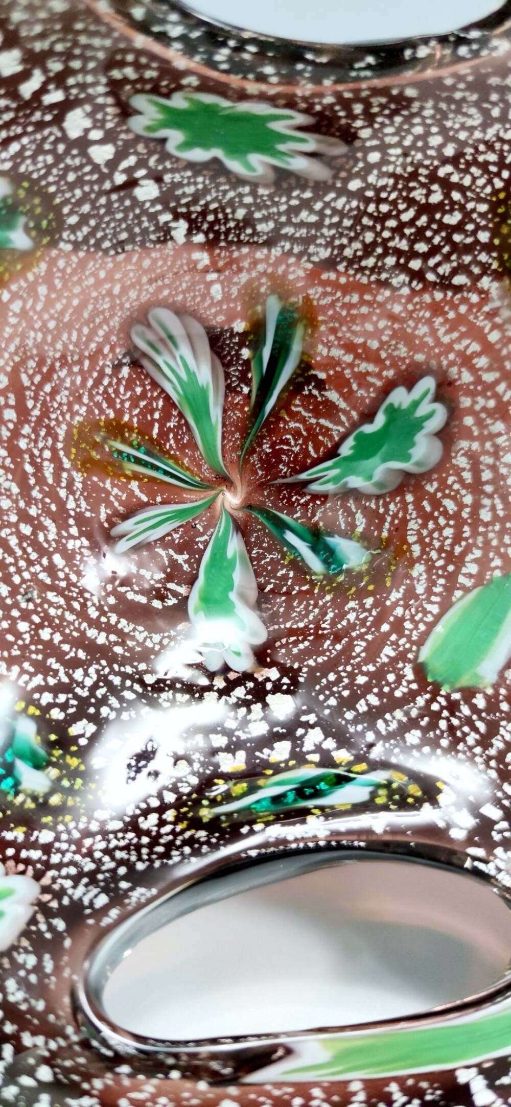 Vintage Brown Murano Glass Ashtray / Catchall by Fratelli Toso with Murrines
