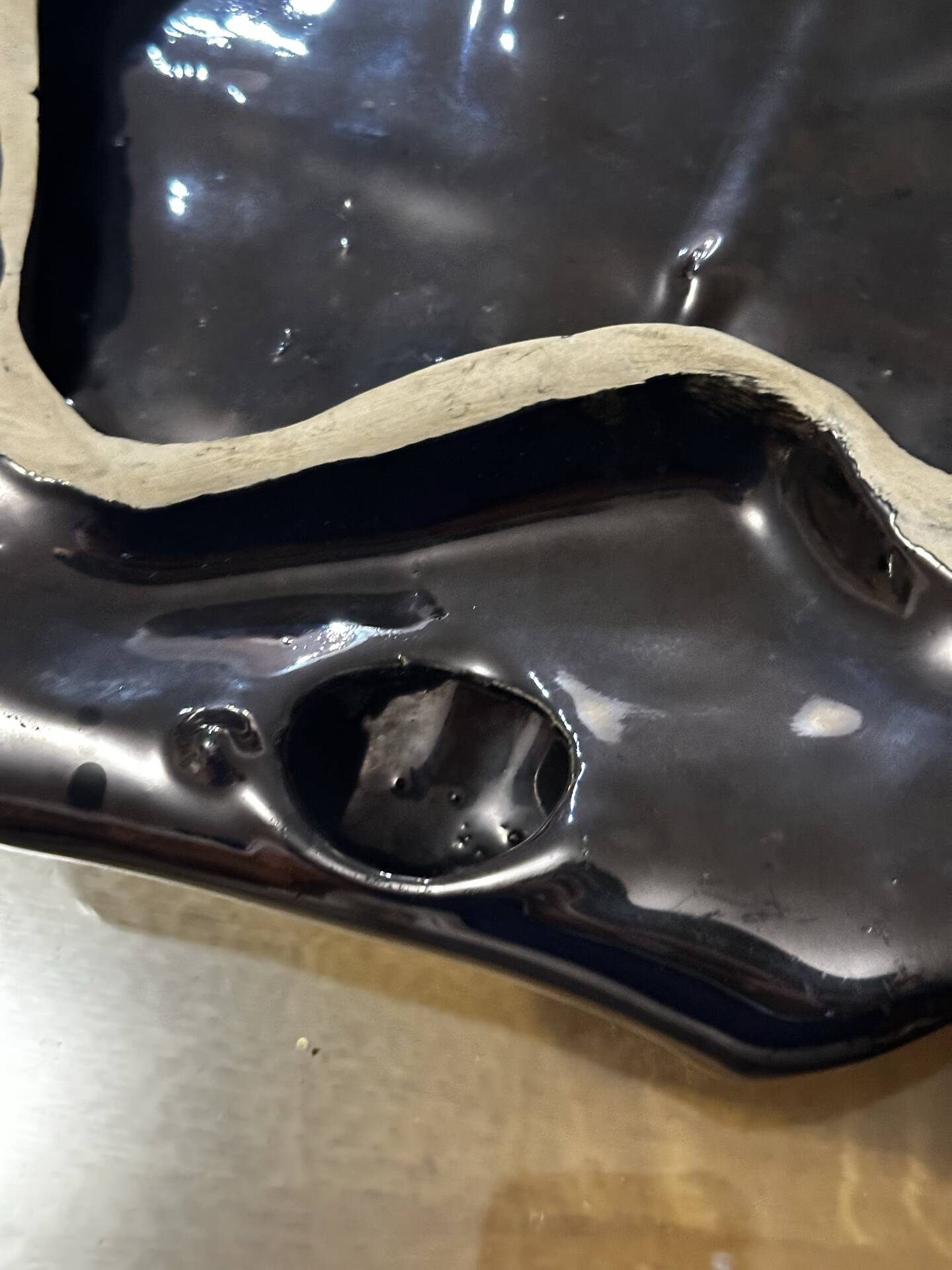 glazed red ceramic vide-poche signed - 1960s