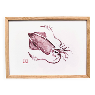 Framed art print, "Print of a squid"