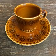 Set of 6 cups and saucers digoin colorado model vintage beige ceramic