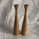 Pair of vintage birch wood candlesticks, Scandinavian design