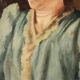 Old painting, female portrait, oil on canvas, Italy, 1892
