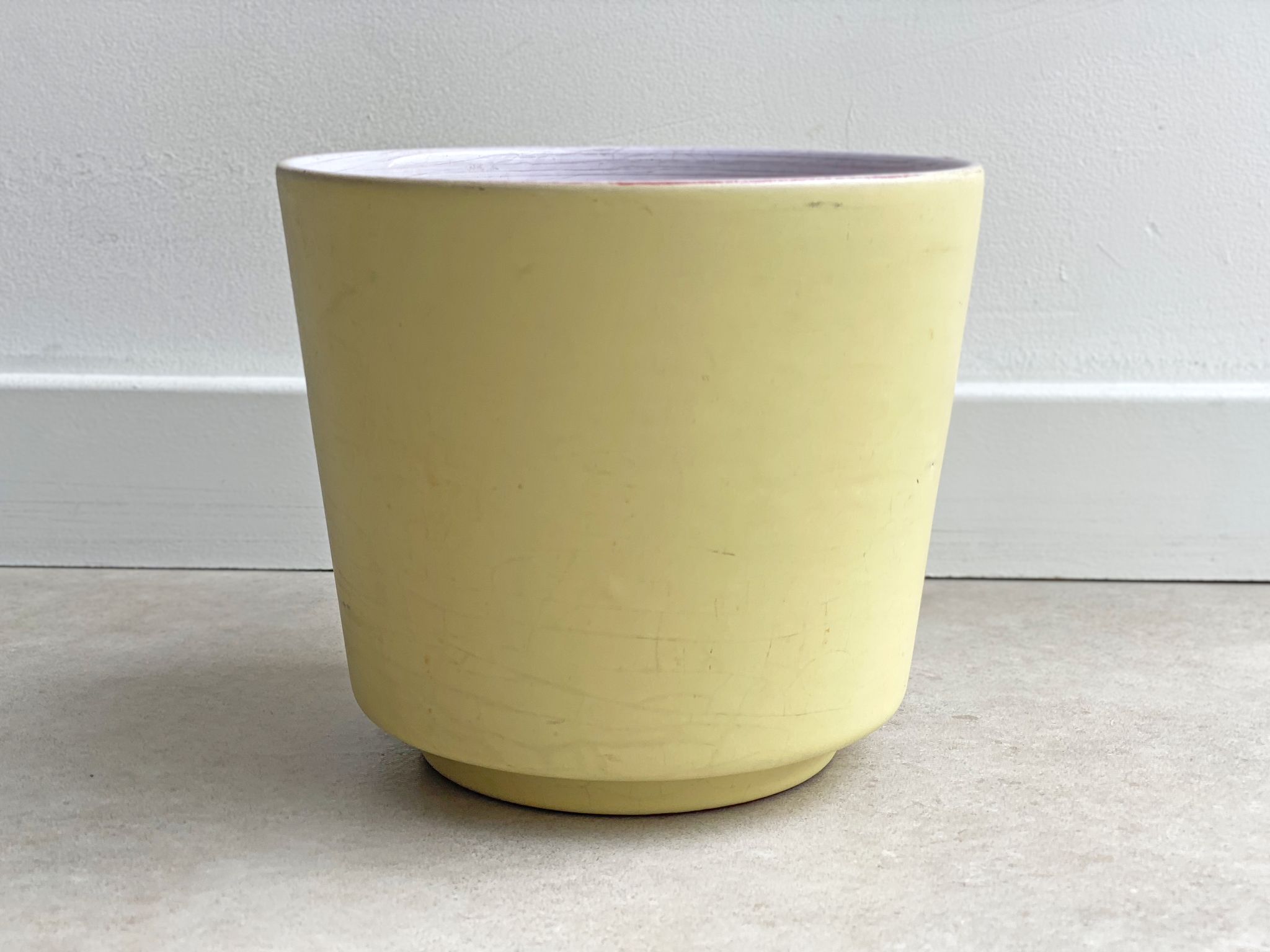 Mid Century pastel yellow ceramic planter / flower pot