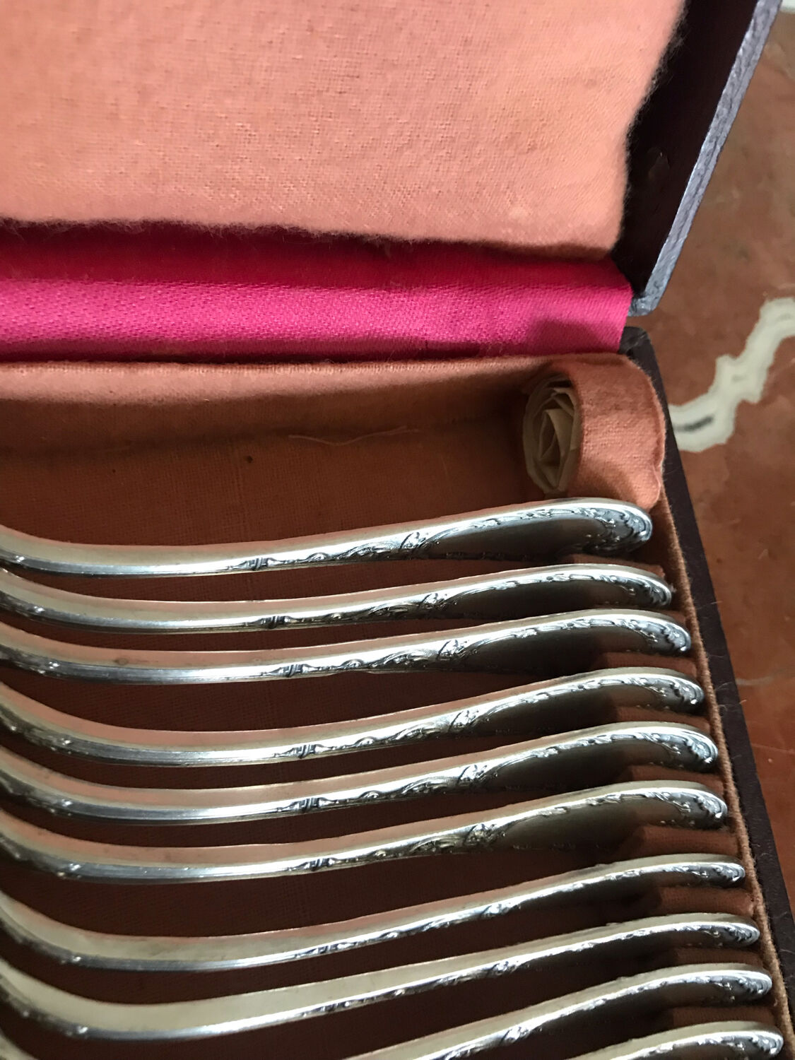 Series of 12 small silver metal spoons