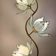Vintage gold lotus flower floor lamp, Italian design light fixture with 3 lights.