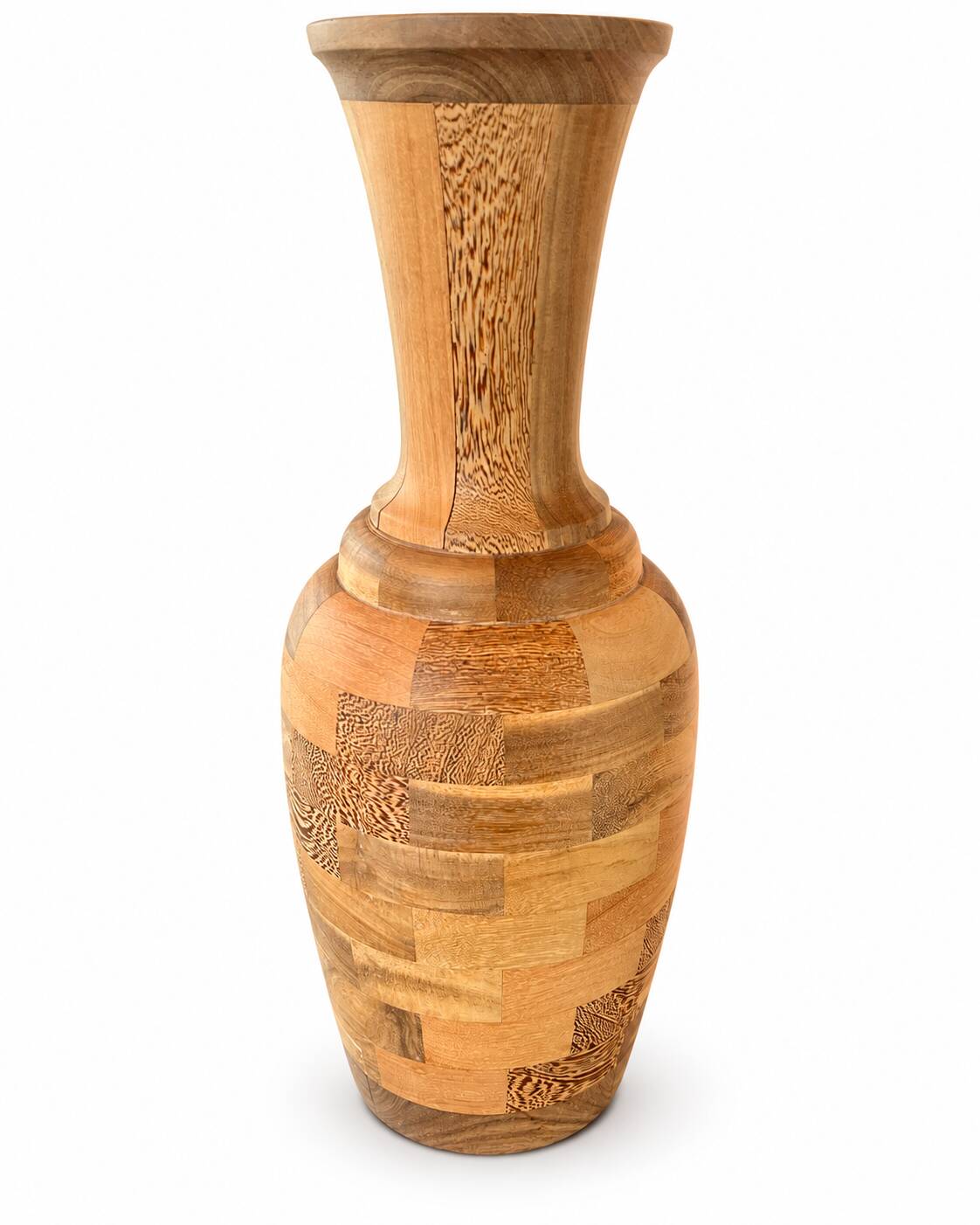 Decorative segmented wooden vase