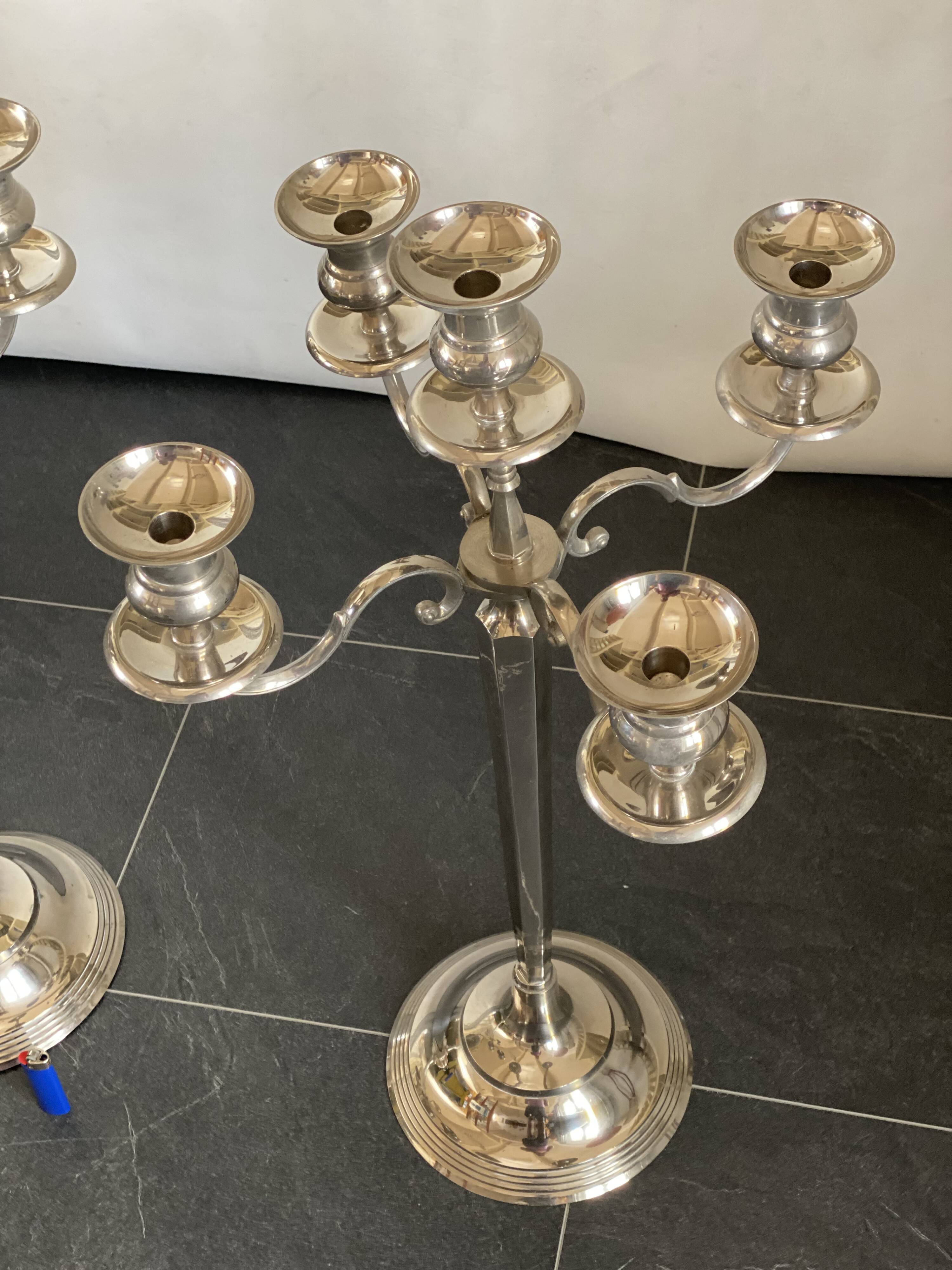Pair of extra large floor metal candelabras
