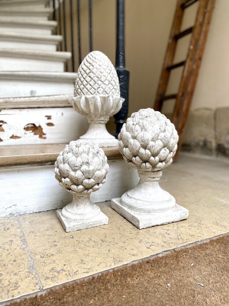 Ornamental artichoke in bleached concrete