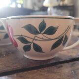 Pair of hand-painted floral-decorated jugs