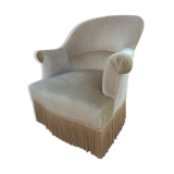 Velvet-trimmed toad with backrest and firm seat