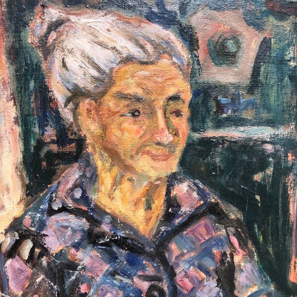 Peinture naive portrait de femme