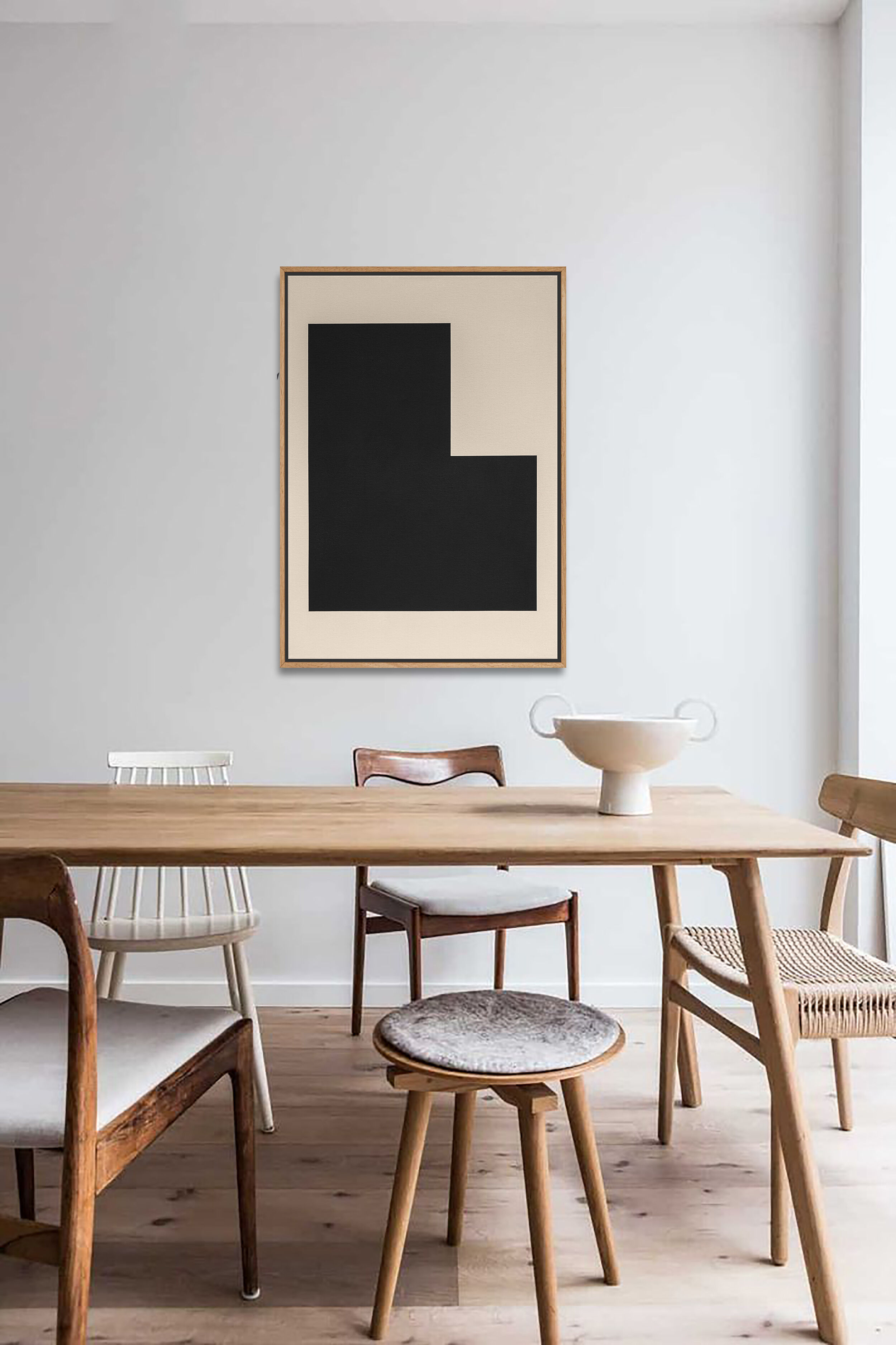 Minimalist abstract painting black sign B03