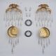 Palwa crystal pair wall lights sconces by Ernst Palme, brass pineapple, 1960`s, German