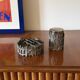 Brutalist top smoking set, ashtray and cigars box, Morbelli Italy 1970