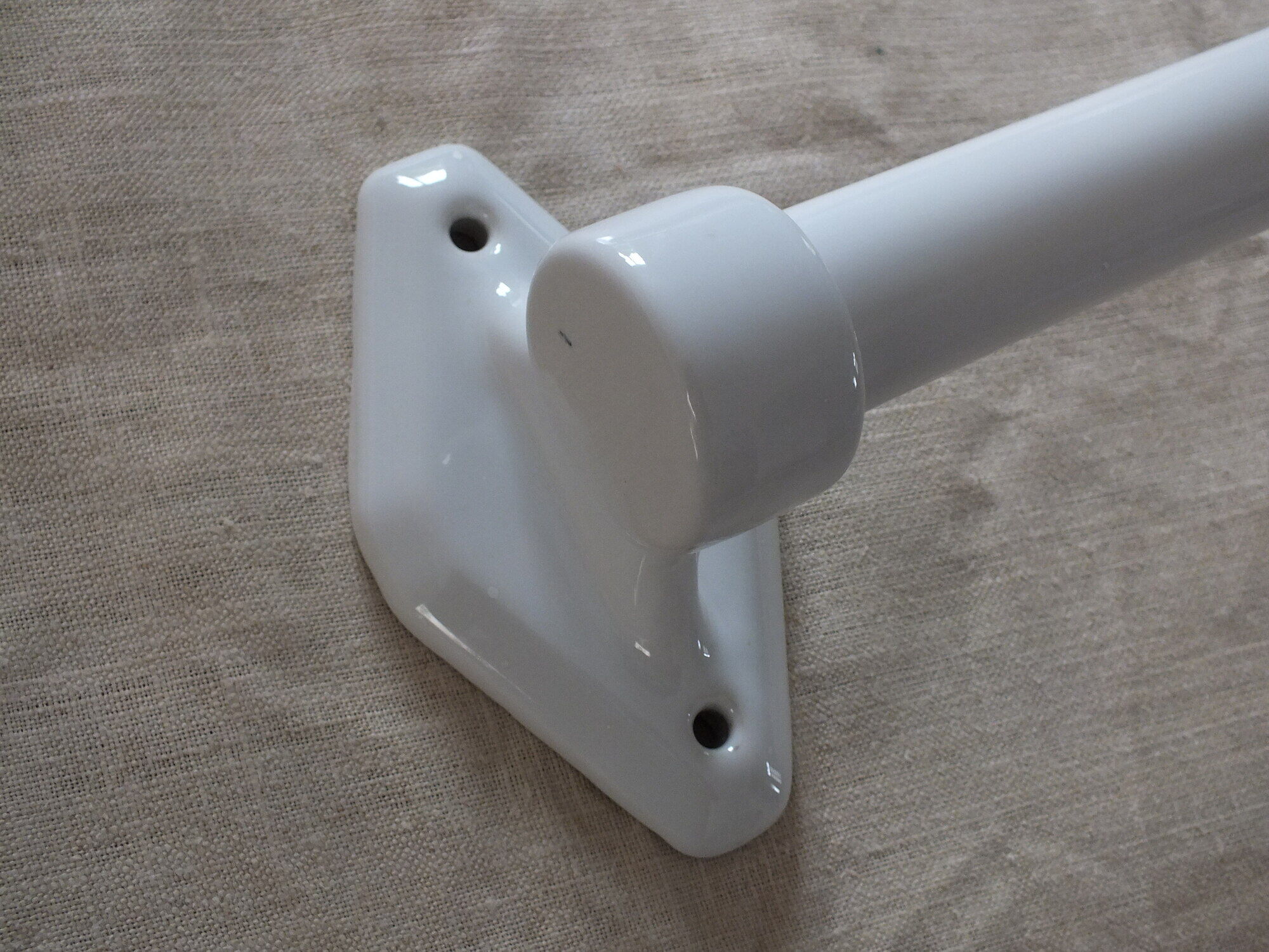 Large Art Deco towel bar in white porcelain