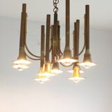 Brass trumpet chandelier, 1970s