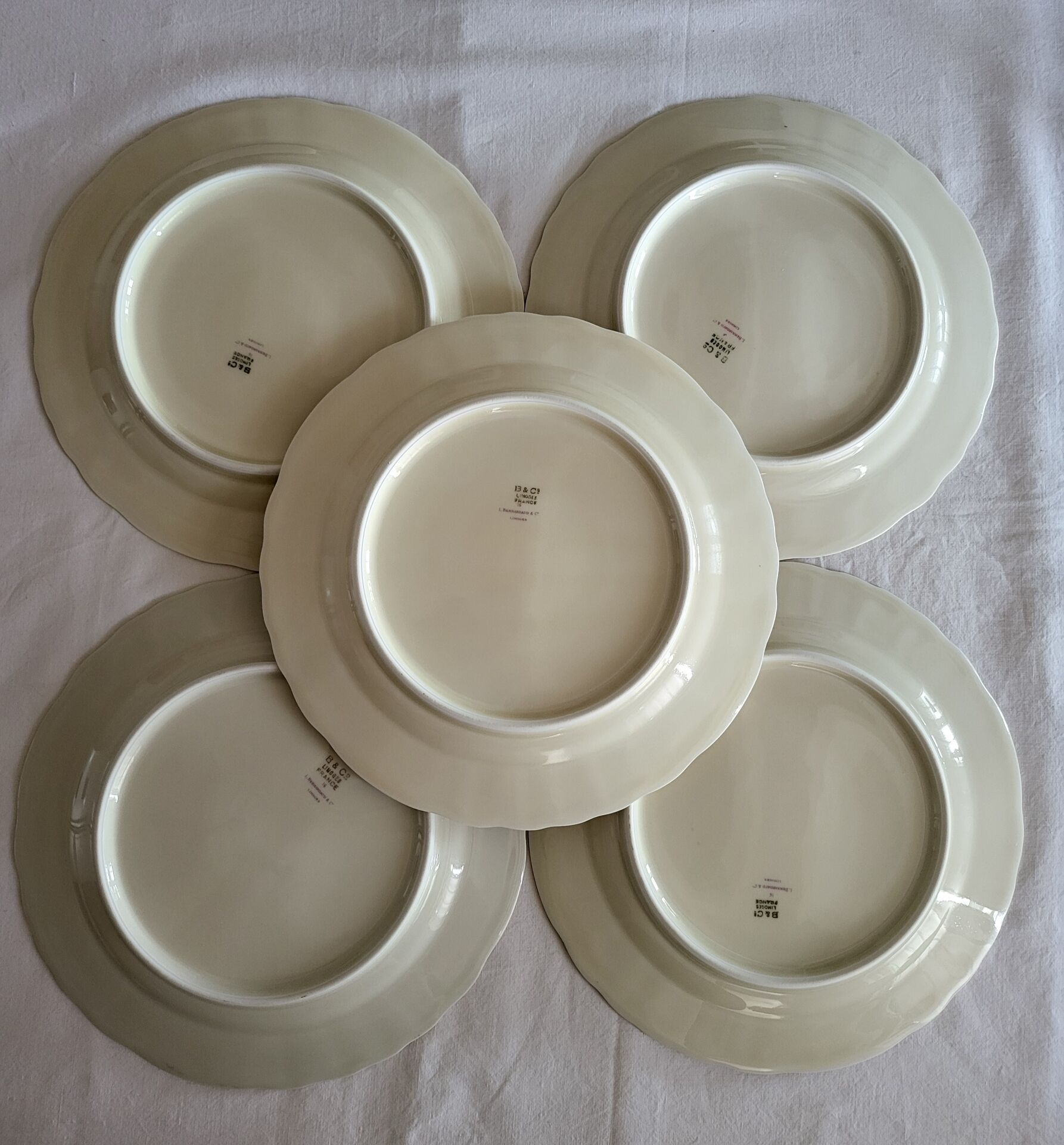 Limoges Bernardaud 5 Flat Plates in porcelain