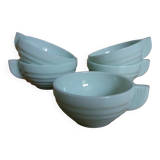 5 pale green Art Deco opaline cups