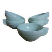 5 pale green Art Deco opaline cups
