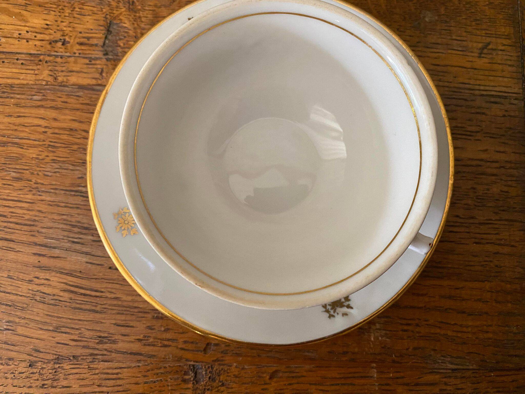 Set of 6 porcelain coffee cups and saucers PFC France