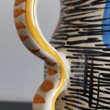Vintage ceramic pitcher with brightly colored patterns West Germany 118.