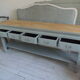 Console 5 drawers 1 re-enchanted tablet in gray green wooden top