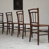 Set of 4 old Thonet style cane bistro chairs from the 1930s