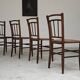 Set of 4 old Thonet style cane bistro chairs from the 1930s