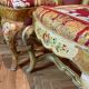 Venetian Lacquered Rococo-Style Armchairs with Hand-Painted Floral Décor and Theater-Inspired Upholstery, Set of 2