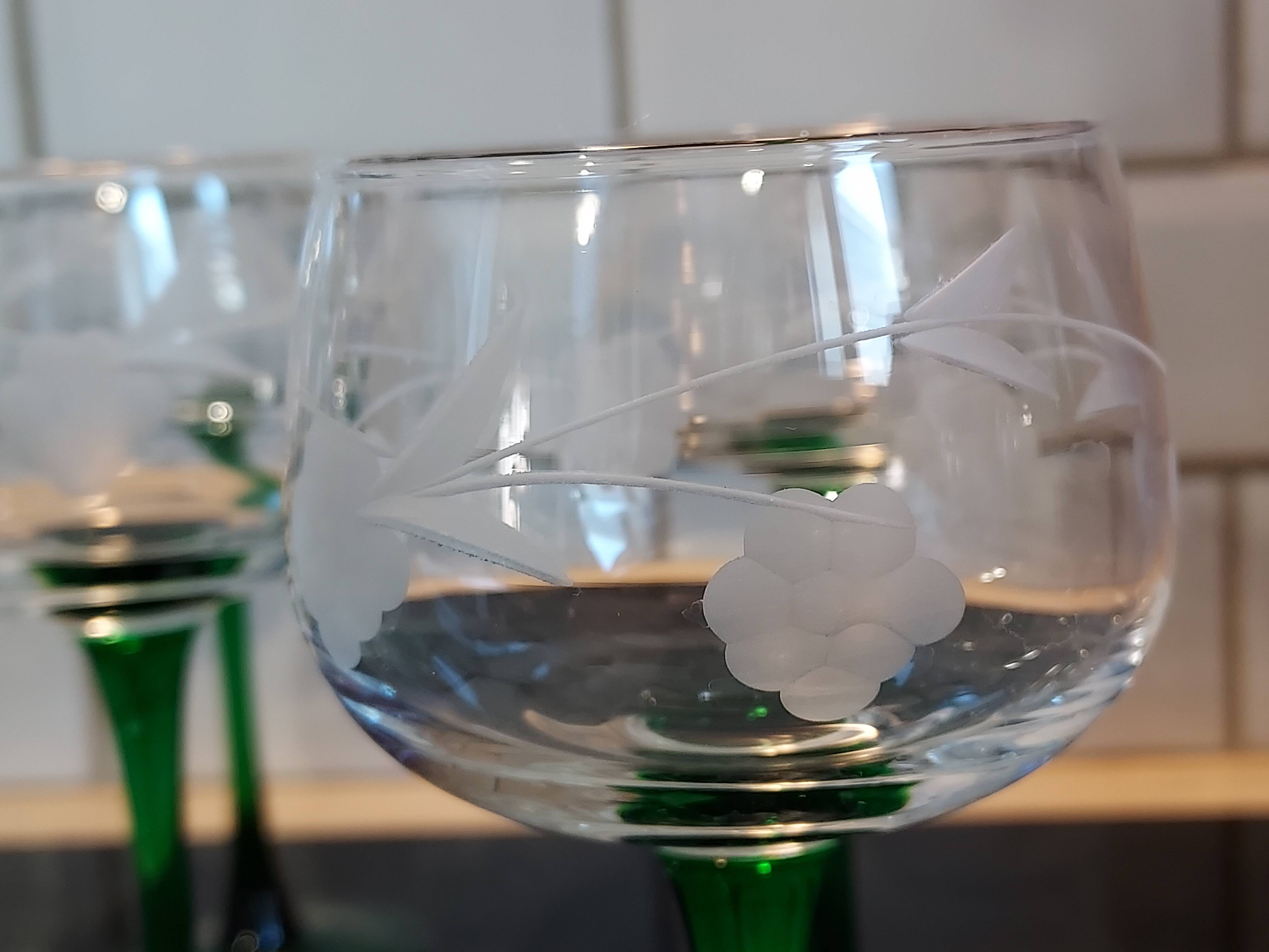 6 Alsace wine glasses art deco decor polished glass