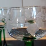 6 Alsace wine glasses art deco decor polished glass