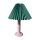 Lampe de chevet rose 1980 moucheté blanc abat jour plissé vert