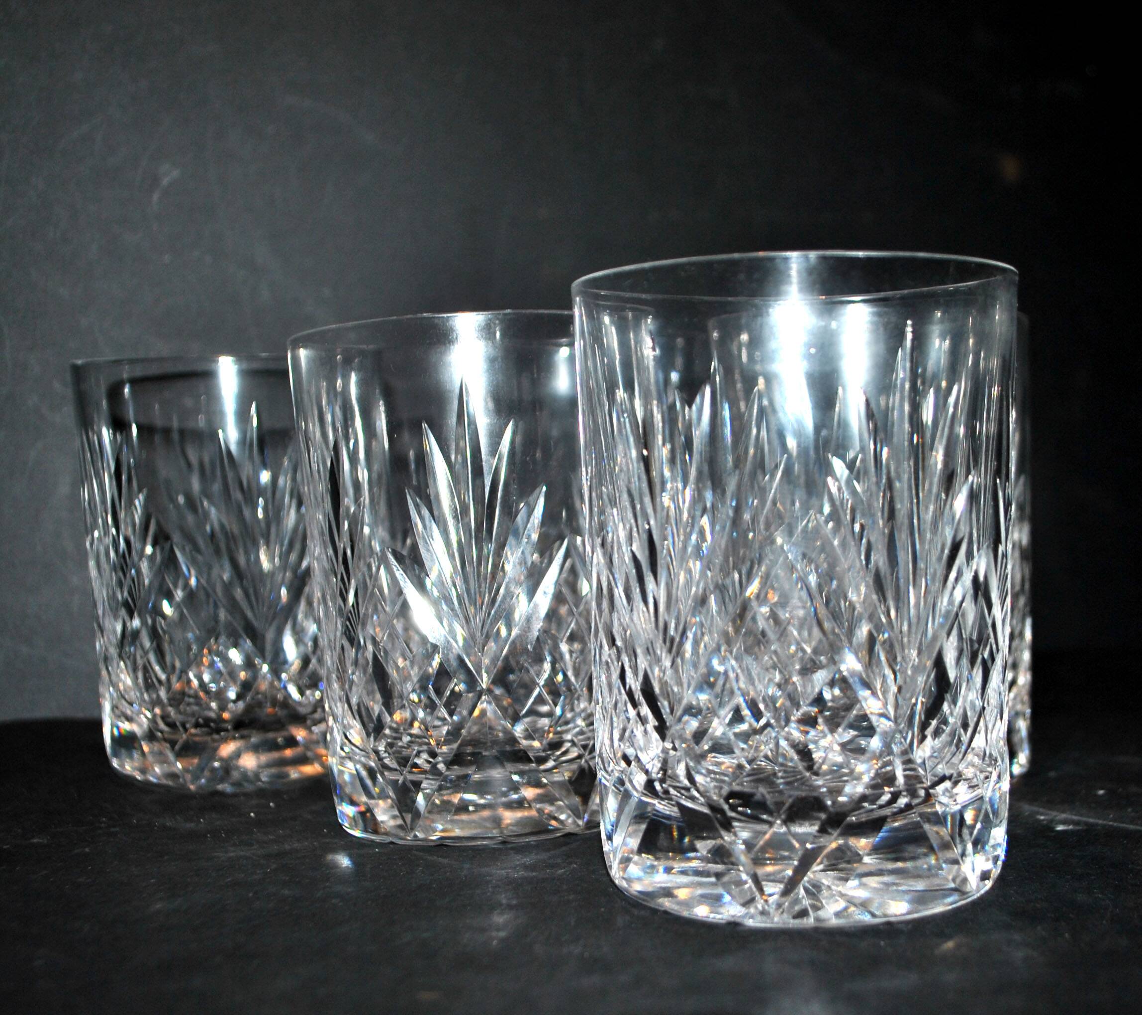 Set of 6 Lemberg Junon cut crystal whisky glasses near Chantilly