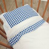 Baby adornment sheet + blue vichy pillowcase