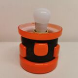 Table lamp, made in red double layer glass with metal details. estimated from the 1960s