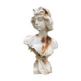 Old garden bust in cast iron troubadour early twentieth century