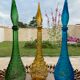Set of 3 large Empoli decanters from the 60s