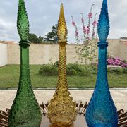 Set of 3 large Empoli decanters from the 60s