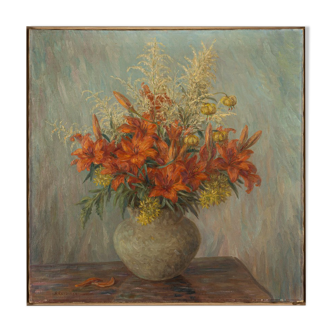 Red Lilies, Oil on Canvas, 74 x 74 cm