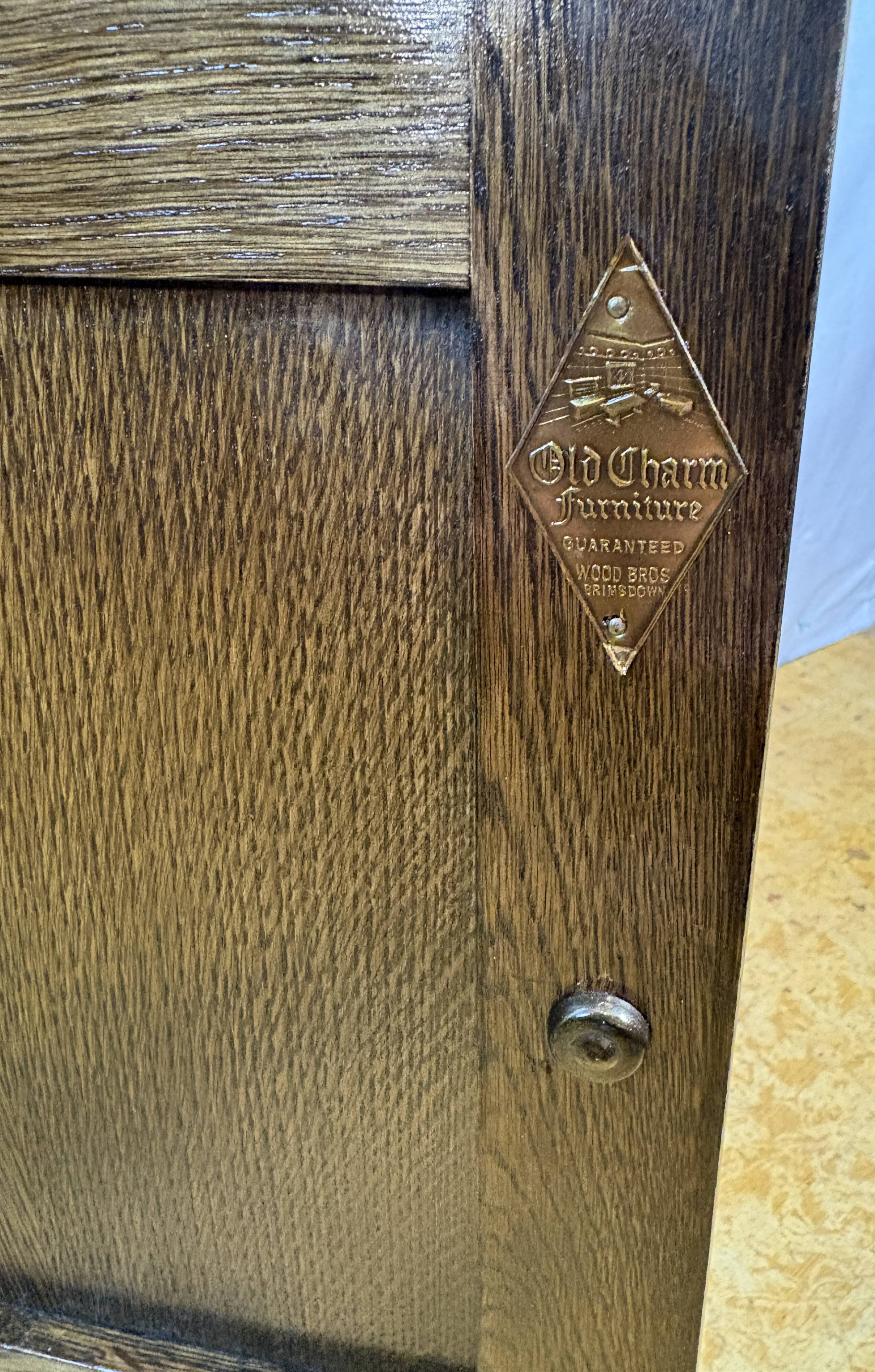Vintage Old Charm Furniture Canted Side Cabinet English Country House  1970