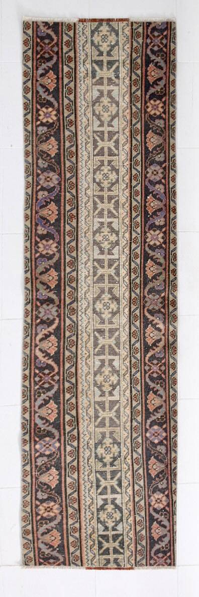 Salmon & Cream Turkish Vintage Runner Rug, 70x262Cm