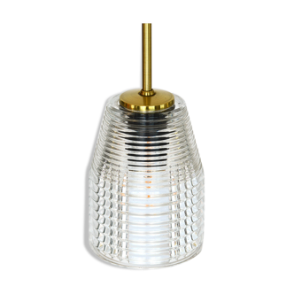 Luminaire suspendu de verre et de laiton, Suède des années 1960