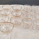 Vintage glassware set with gold filigree – 1960s