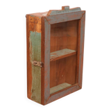 Burmese teak wall display case with original polychrome patina