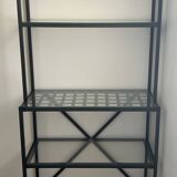 Black metal designer shelf with glass shelves