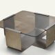 Brushed steel and smoked glass coffee table, by François Monnet – 1970s