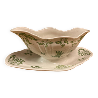 Vintage earthenware sauce boat from Salins