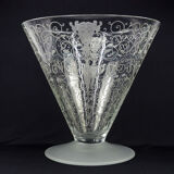 Antique Baccarat Etched Baroque & Mascaron Large Vase