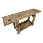 Vintage industrial wooden workbench, professional furniture.